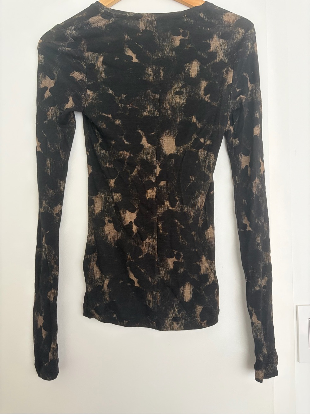 COS Black Long Sleeve Top with Tan Brushstroke Print